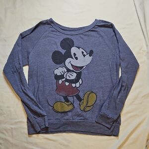 Disney Mickey Mouse Distressed Long Sleeve Shirt Large